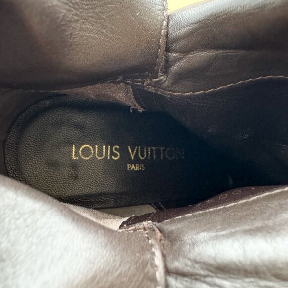 Louis Vuitton Buckle Ankle Boot EU 37 US 7 Brown Leather High Heel S Lock Buckle - Picture 11 of 15